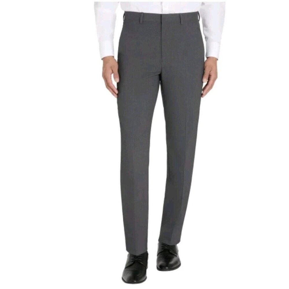 Calvin Klein Men's 38x29 Slim Fit Dress Pants Gray Four-Way Stretch  N0175